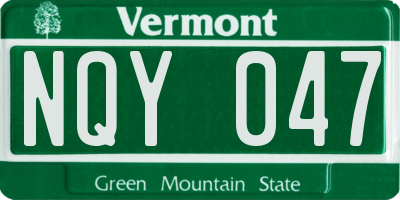VT license plate NQY047