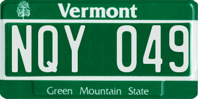 VT license plate NQY049