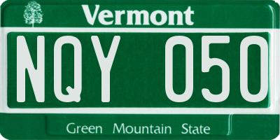 VT license plate NQY050