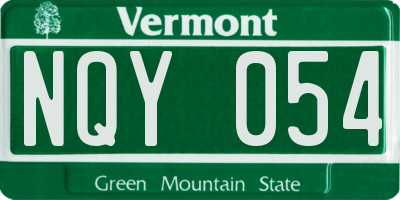 VT license plate NQY054