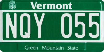 VT license plate NQY055
