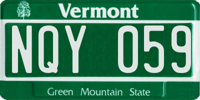 VT license plate NQY059