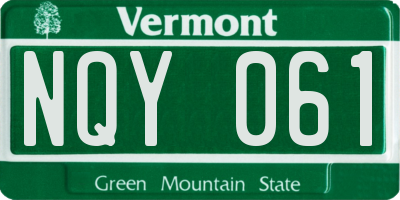 VT license plate NQY061