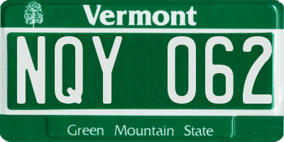 VT license plate NQY062