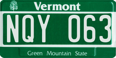 VT license plate NQY063