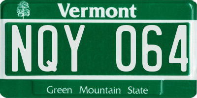VT license plate NQY064