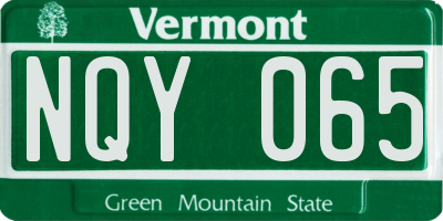 VT license plate NQY065