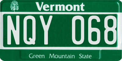 VT license plate NQY068