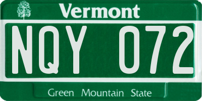 VT license plate NQY072