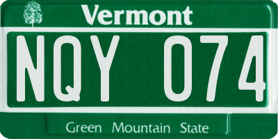 VT license plate NQY074