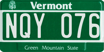 VT license plate NQY076