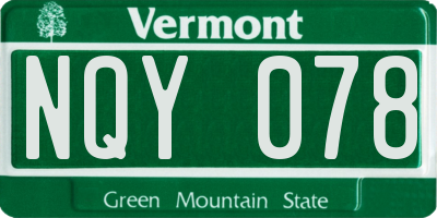 VT license plate NQY078