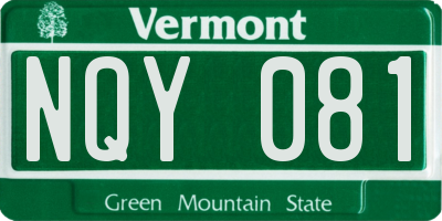 VT license plate NQY081