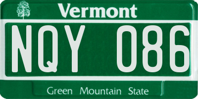 VT license plate NQY086