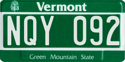 VT license plate NQY092