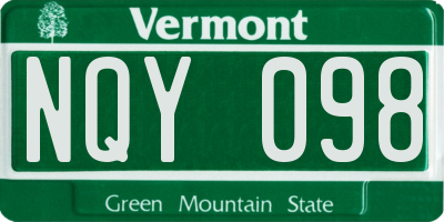 VT license plate NQY098
