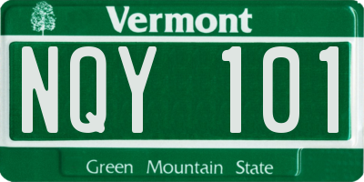 VT license plate NQY101