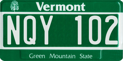 VT license plate NQY102