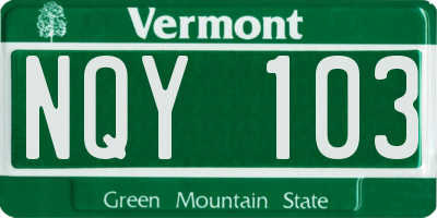 VT license plate NQY103