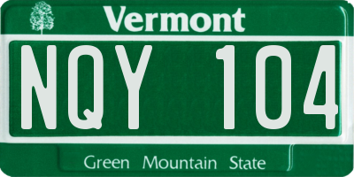 VT license plate NQY104