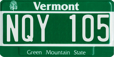 VT license plate NQY105