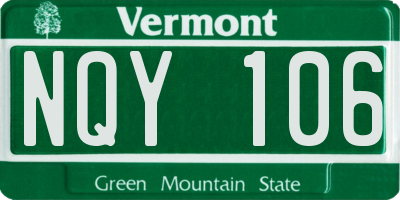 VT license plate NQY106