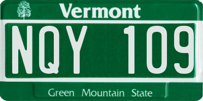 VT license plate NQY109