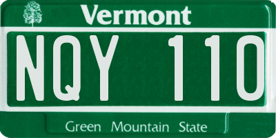 VT license plate NQY110