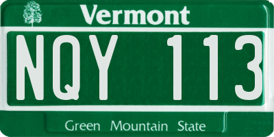 VT license plate NQY113