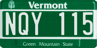 VT license plate NQY115
