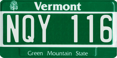 VT license plate NQY116