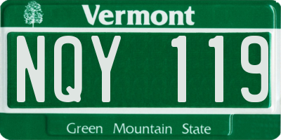 VT license plate NQY119