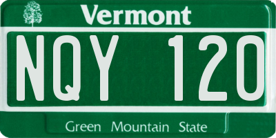 VT license plate NQY120