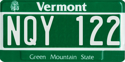 VT license plate NQY122