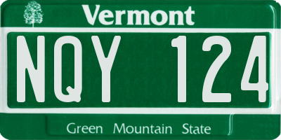 VT license plate NQY124