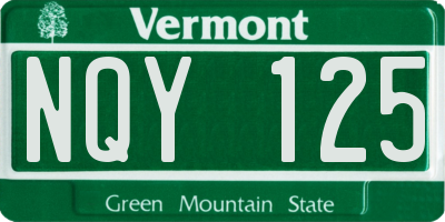 VT license plate NQY125