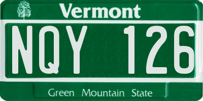 VT license plate NQY126