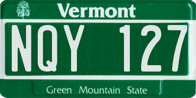 VT license plate NQY127