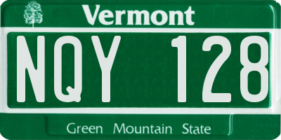 VT license plate NQY128