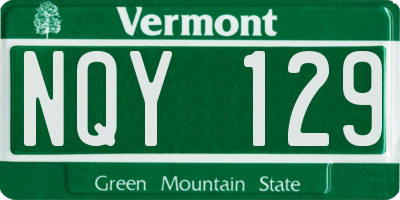 VT license plate NQY129