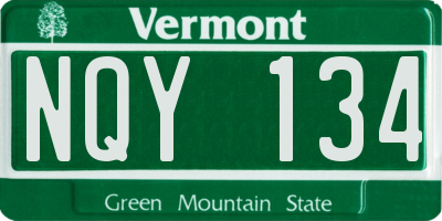 VT license plate NQY134
