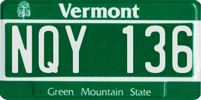 VT license plate NQY136