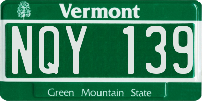 VT license plate NQY139