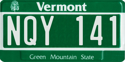 VT license plate NQY141