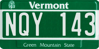VT license plate NQY143