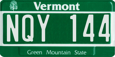 VT license plate NQY144