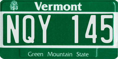 VT license plate NQY145