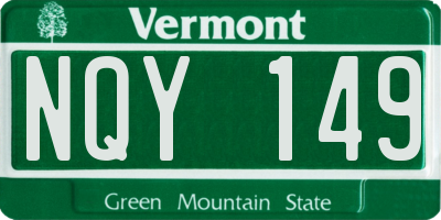 VT license plate NQY149