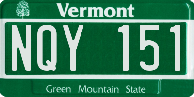 VT license plate NQY151