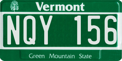 VT license plate NQY156